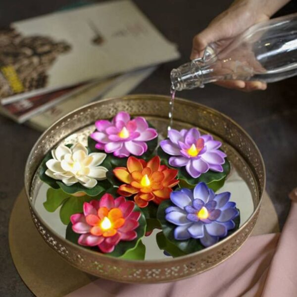 Flower Floating LED Candles Home Decor for Celebrations - Image 2