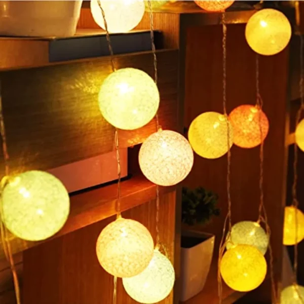 Cotton Ball LED String Lights – Cozy & Aesthetic Glow - Image 2